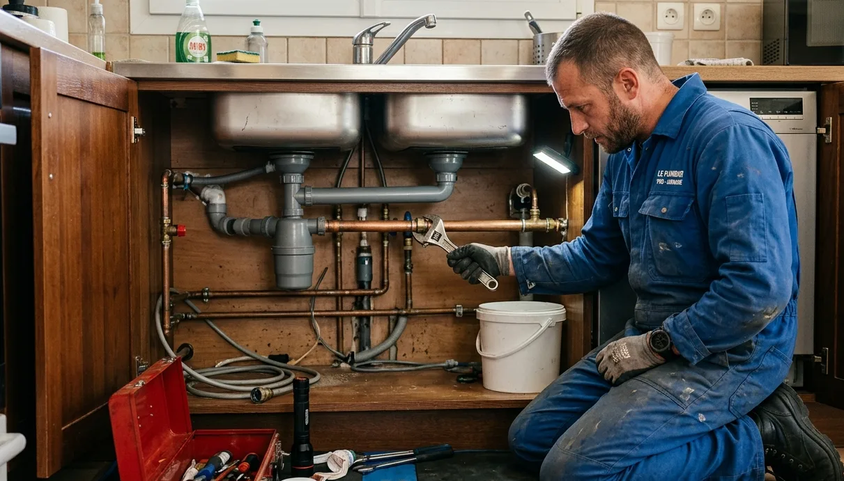 Plombier-chauffagiste artisan en Moselle réalisant une installation sanitaire et thermique